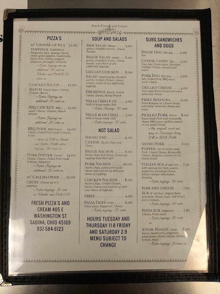 Fresh Pizzas And Cream Menu image 3